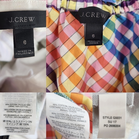 J.Crew Matching Set Button-Front Tank Top Tie-Front Midi Skirt Rainbow Gingham 6 - Picture 16 of 16